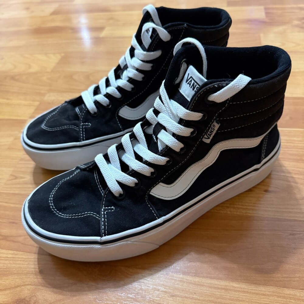 Vans Sanitized Sk8 Hi Shoes Sneaker Black White Women 8.5 High Top Skate - Picture 4 of 11